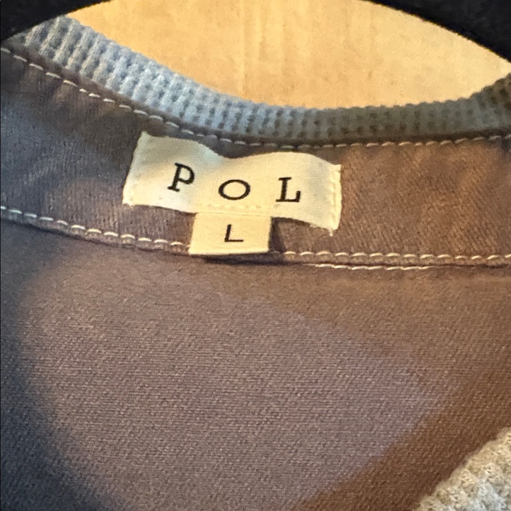 POL Patchwork Lace Button-Down Shirt; Size L; New - image 7